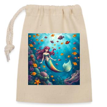 Unterwasser Mermaid Farbenspiel - Verschließbarer Geschenkbeutel aus Baumwolle (14x20cm) - Natur - Vorne