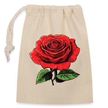 rote blume - rose - Verschließbarer Geschenkbeutel aus Baumwolle (14x20cm) - Natur - Vorne