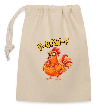 F Caw f Rooster Cartoon - Verschließbarer Geschenkbeutel aus Baumwolle (14x20cm) - Natur - Vorne