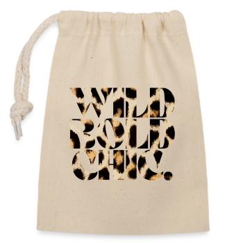 Typographie sauvage, audacieuse et chic - Sac cadeau en coton avec cordon (14 x 20 cm) - nature - Devant