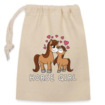 Horse Girl Pferdemädchen Niedliche Pferde Mädchen - Verschließbarer Geschenkbeutel aus Baumwolle (14x20cm) - Natur - Vorne