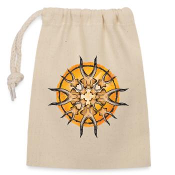 Sonnenstern Mandala Radial - Verschließbarer Geschenkbeutel aus Baumwolle (14x20cm) - Natur - Vorne