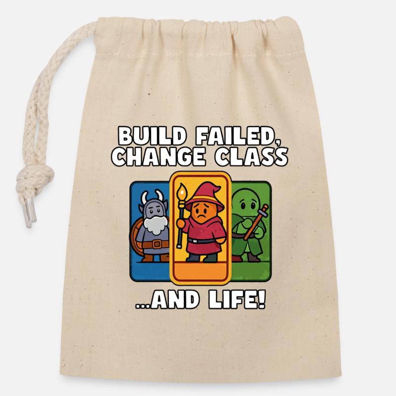 Build Failed, Change Class - Closable cotton gift bag (14x20cm) - nature