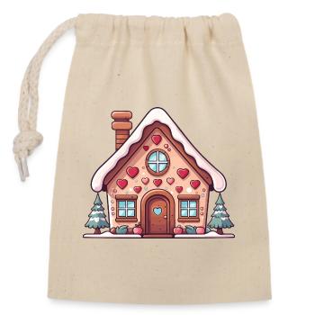 Heart Cottage Gingerbread - Closable cotton gift bag (14x20cm) - nature - Front