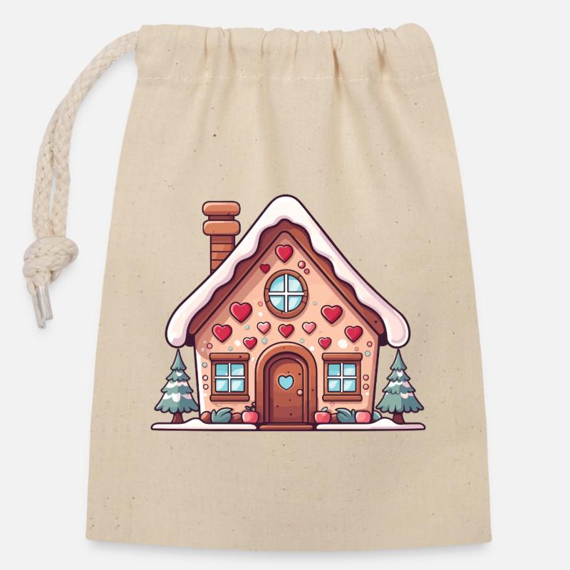 Heart Cottage Lebkuchen - Verschließbarer Geschenkbeutel aus Baumwolle (14x20cm) - Natur