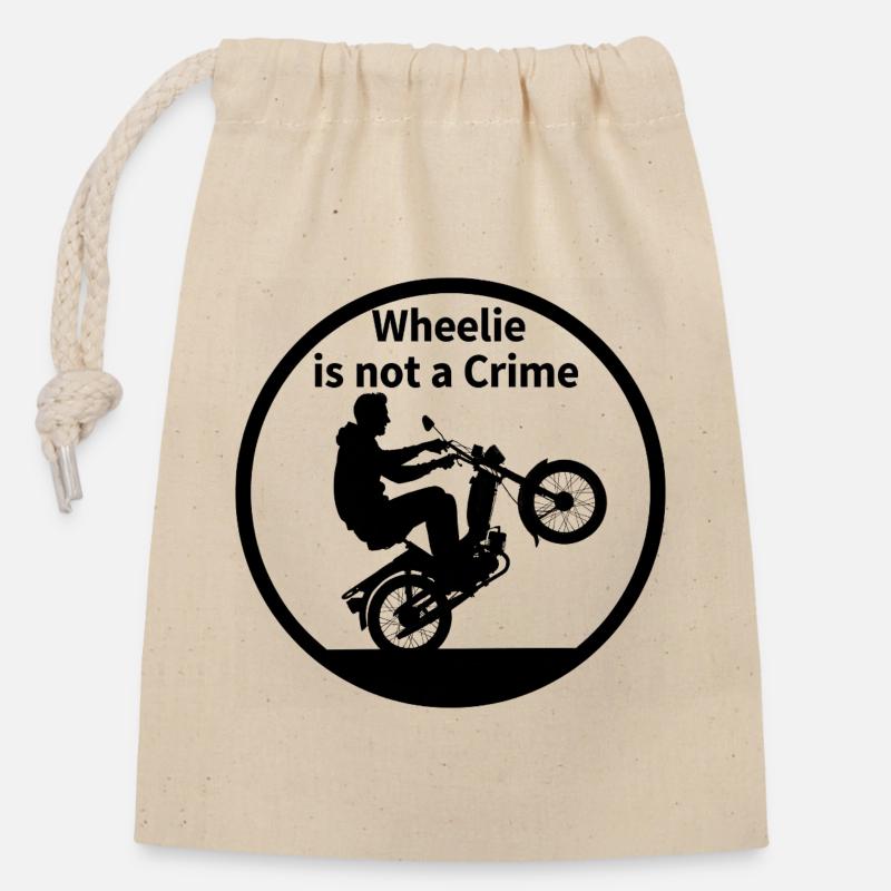 Wheelie Ist Kein Verbrechen - Verschließbarer Geschenkbeutel aus Baumwolle (14x20cm) - Natur