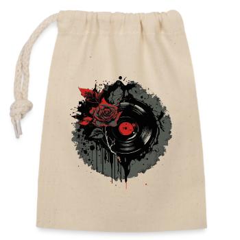 Vinyl Record Collector - Closable cotton gift bag (14x20cm) - nature - Front