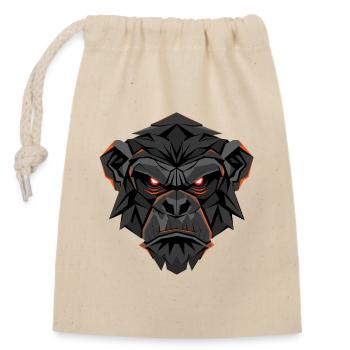 Visage Neon Gorilla Lowpoly - Sac cadeau en coton avec cordon (14 x 20 cm) - nature - Devant