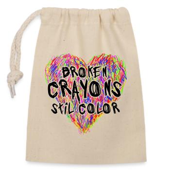 Broken Crayons Still Color Mental Health Awareness - Verschließbarer Geschenkbeutel aus Baumwolle (14x20cm) - Natur - Vorne