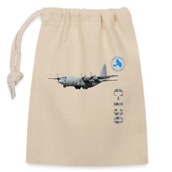 C-130 Transportflugzeug - Verschließbarer Geschenkbeutel aus Baumwolle (14x20cm) - Natur - Vorne