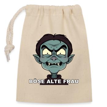 Böse Alte Frau Cartoon - Verschließbarer Geschenkbeutel aus Baumwolle (14x20cm) - Natur - Vorne