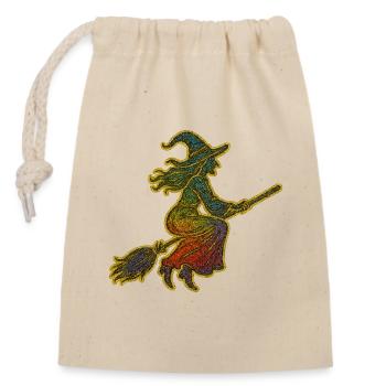 Le vol des sorcières arc-en-ciel - Sac cadeau en coton avec cordon (14 x 20 cm) - nature - Devant