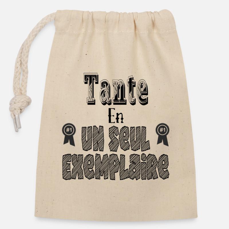 Aunt In One Copy - Closable cotton gift bag (14x20cm) - nature