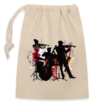 Bandensilhouette Farbexplosion - Verschließbarer Geschenkbeutel aus Baumwolle (14x20cm) - Natur - Vorne