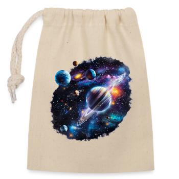 Galactic Planetary System Pattern - Closable cotton gift bag (14x20cm) - nature - Front