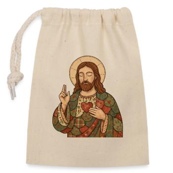 Weihnachten Patchwork Jesus - Verschließbarer Geschenkbeutel aus Baumwolle (14x20cm) - Natur - Vorne