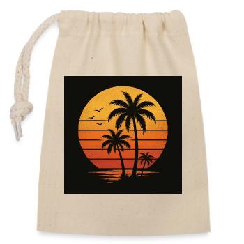 palmier Coucher de soleil d’été - Sac cadeau en coton avec cordon (14 x 20 cm) - nature - Devant