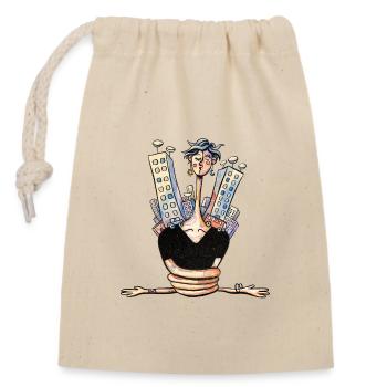 Carrying The Weight of the World on Her Shoulders  - Closable cotton gift bag (14x20cm) - nature - Front