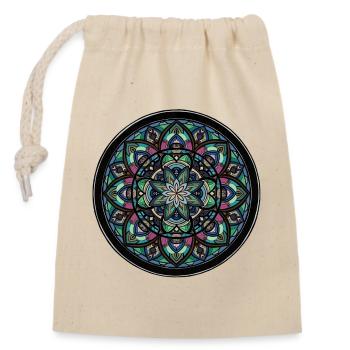 Centre de la roue chromatique Mandala - Sac cadeau en coton avec cordon (14 x 20 cm) - nature - Devant