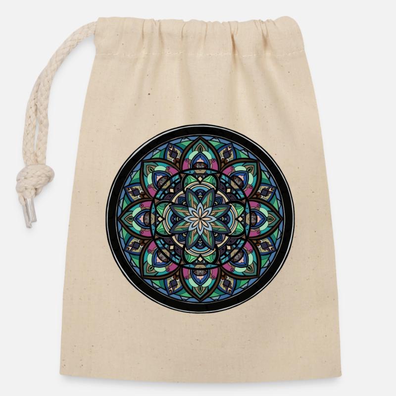 Mandala Color Wheel Center - Closable cotton gift bag (14x20cm) - nature