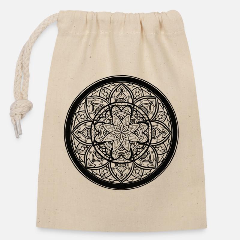 Mandala Contour - Closable cotton gift bag (14x20cm) - nature