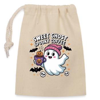 Fantôme Doux Café Halloween - Sac cadeau en coton avec cordon (14 x 20 cm) - nature - Devant