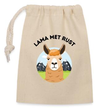 Lustiger Lama-Cartoon – Lama allein - Verschließbarer Geschenkbeutel aus Baumwolle (14x20cm) - Natur - Vorne