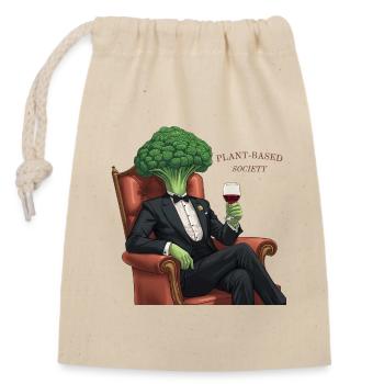 Plant Based Society – Elegant Broccoli - Verschließbarer Geschenkbeutel aus Baumwolle (14x20cm) - Natur - Vorne