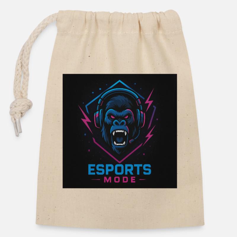 Esports Gorilla Neon Modus - Verschließbarer Geschenkbeutel aus Baumwolle (14x20cm) - Natur