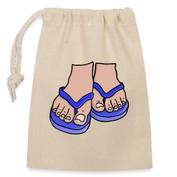 Blue Flip Flop Feet - Closable cotton gift bag (14x20cm) - nature - Front