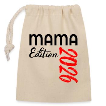 MAMA 2026 - ANNONCE DE LA GROSSESSE BÉBÉ - Sac cadeau en coton avec cordon (14 x 20 cm) - nature - Devant