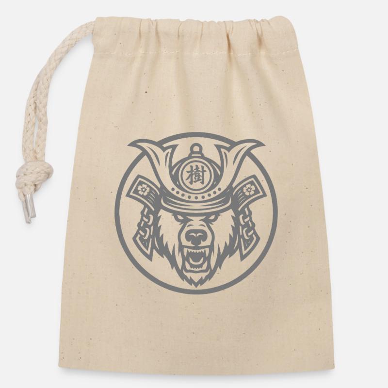 Our grey samurai - Closable cotton gift bag (14x20cm) - nature