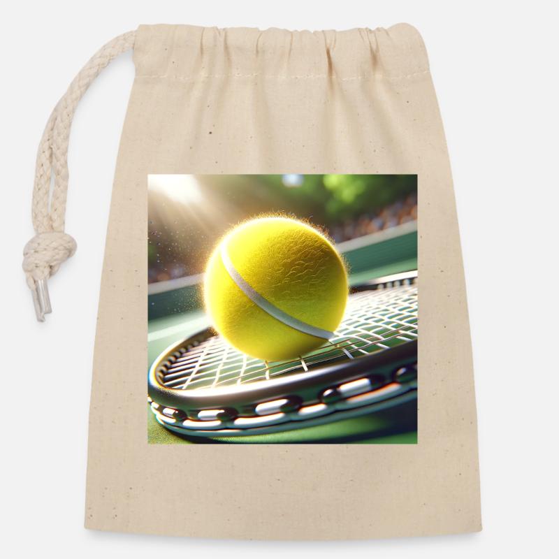 Sport, Tennis - Verschließbarer Geschenkbeutel aus Baumwolle (14x20cm) - Natur