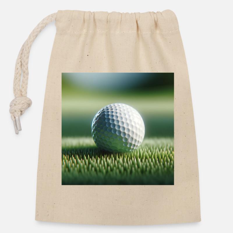 Sports, golf - Closable cotton gift bag (14x20cm) - nature