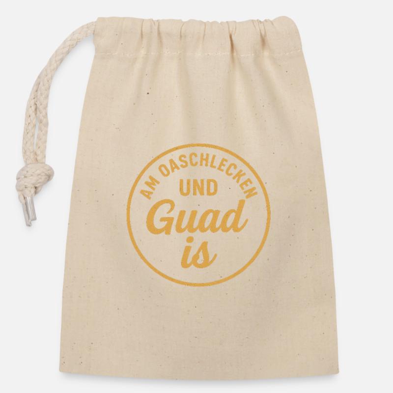 Guud est un insigne rond en dialecte - Sac cadeau en coton avec cordon (14 x 20 cm) - nature