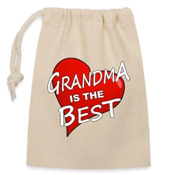 GRANDMA IS THE BEST - Verschließbarer Geschenkbeutel aus Baumwolle (14x20cm) - Natur - Vorne