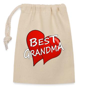 BEST GRANDMA - Verschließbarer Geschenkbeutel aus Baumwolle (14x20cm) - Natur - Vorne