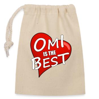 OMI IS THE BEST - Verschließbarer Geschenkbeutel aus Baumwolle (14x20cm) - Natur - Vorne