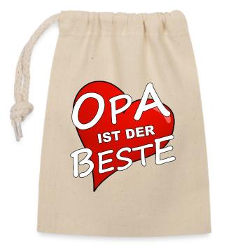 OPA IST DER BESTE - Verschließbarer Geschenkbeutel aus Baumwolle (14x20cm) - Natur - Vorne