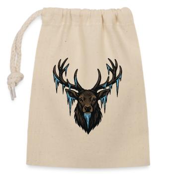 Icicle Deer Head - Closable cotton gift bag (14x20cm) - nature - Front