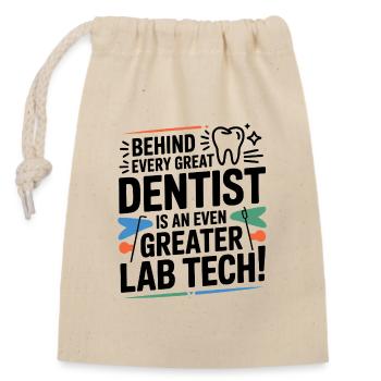 Derrière chaque grand technicien de laboratoire dentaire - Sac cadeau en coton avec cordon (14 x 20 cm) - nature - Devant