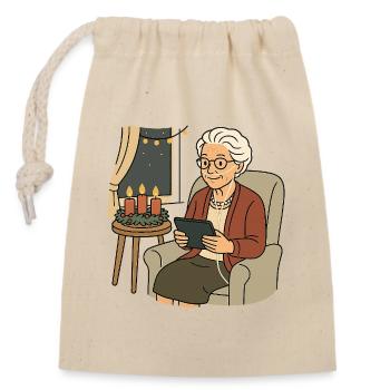 Mamie Karin - Sac cadeau en coton avec cordon (14 x 20 cm) - nature - Devant
