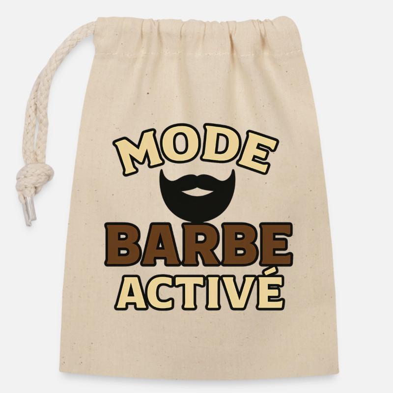 Mode Barbe Active - Sac cadeau en coton avec cordon (14 x 20 cm) - nature