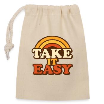 Retro Take It Easy - Closable cotton gift bag (14x20cm) - nature - Front