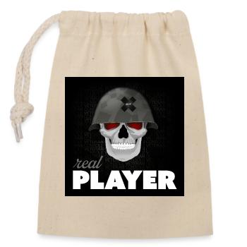 Skull Veteran – Real Player Gaming Helmet Design - Closable cotton gift bag (14x20cm) - nature - Front