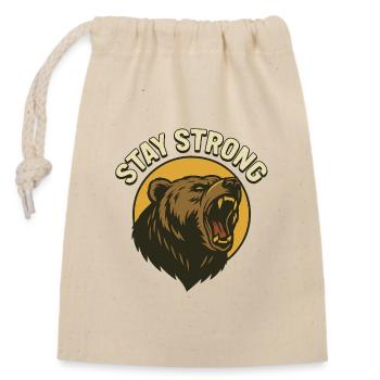 Stay Strong Bär Power Design - Closable cotton gift bag (14x20cm) - nature - Front