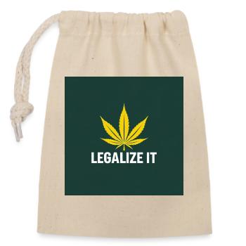 Cannabis Legalisierung Blatt - Verschließbarer Geschenkbeutel aus Baumwolle (14x20cm) - Natur - Vorne