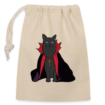 Mitternachts-Vampirkatze mit Umhang - Verschließbarer Geschenkbeutel aus Baumwolle (14x20cm) - Natur - Vorne