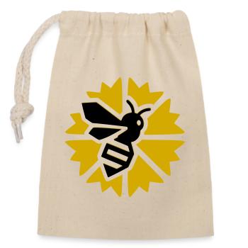 Graphique de l’abeille du soleil - Sac cadeau en coton avec cordon (14 x 20 cm) - nature - Devant