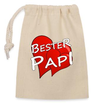 BESTER PAPI - Verschließbarer Geschenkbeutel aus Baumwolle (14x20cm) - Natur - Vorne